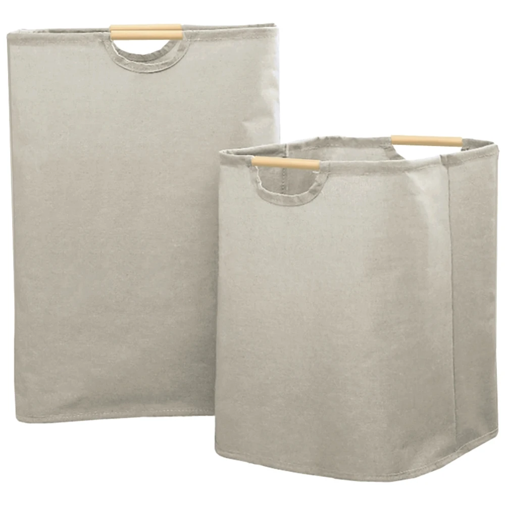 

2pcs Foldable Laundry Baskets Cotton Linen 60L 36L Large Capacity Wood H Dirty Clothes Hamper Bedroom Storage ganizer Home