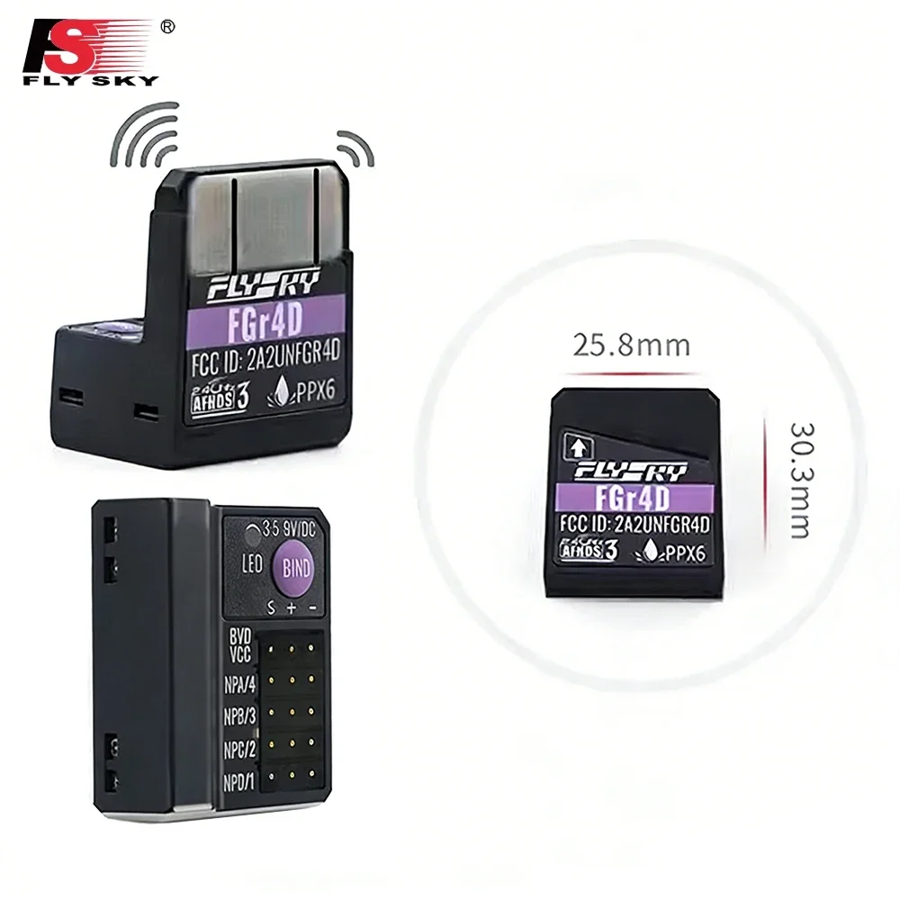 Flysky FGR4D 4CH Bidirectional AFHDS3 2.4G Receiver Multi Signal Output Fit PL18 Paladin EV NB4 RC Car Boat