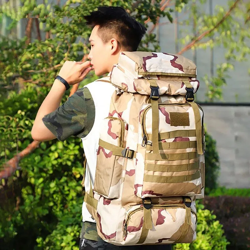 

Рюкзак с объемом 80 л, камуфляжный, мужской, большой, водонепроницаемый, для активного отдыха, военный рюкзак, дорожный рюкзак для мужчин, походная сумка