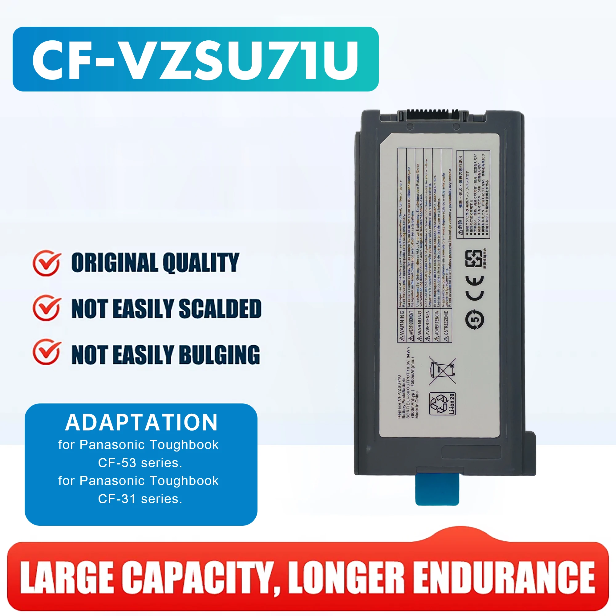 

Аккумулятор 10,8 В, 84 Втч, 7500 мАч CF-VZSU71U CF-VZSU72U для PANASONIC Toughbook CF-30 CF-30F CF-31 CF-30K CF-52 CF-53 CF-VZSU46S