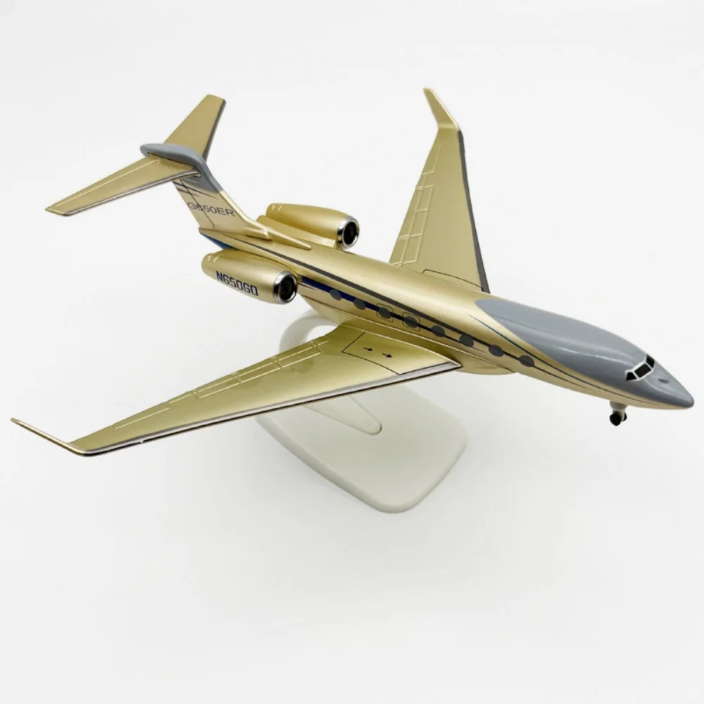 20cm Gulfstream G650ER Airplane Models Alloy Diecast 1/200 Scale Aircraft Assemble With Wheels Miniature Plane Souvenir Display