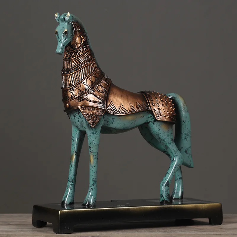 

New Chinese-style bronze war horse home villa bar club bar table model room soft decoration ornament