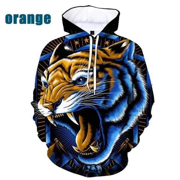 3D Tiger Printed Hoodies for Men and Women, Hooded Sweatshirt, Fashion