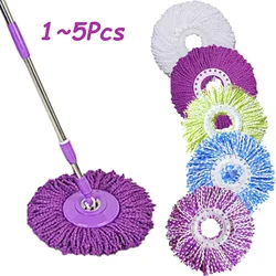 Microfiber Mop Head Rotating Rag, Round Squeeze Mop, Refill Replacement Cloth for Floor Wash, Household Cleaning Tools, 1-5Pcs