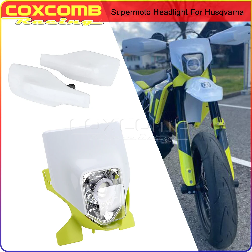 Motorcycle Dual Sport LED Angle Eye Headlight Off-Road Head Lights Lamps Hand Protector Handguards For Husqvarna TE 150 300 250