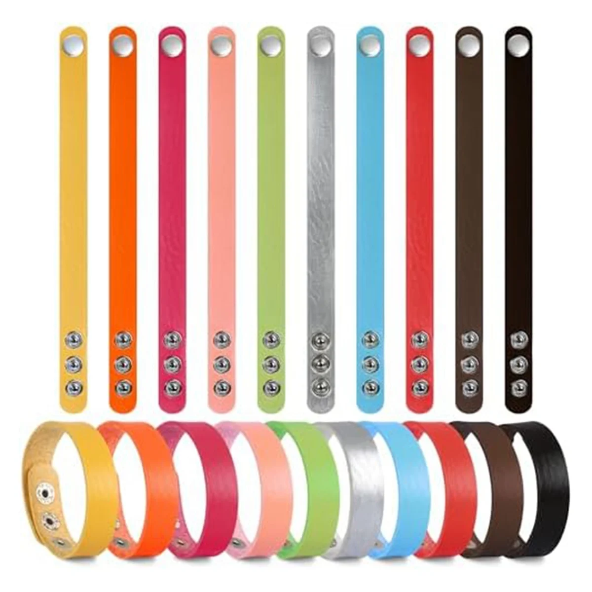 

20 PCS Snap Bracelet Blank Colorful Adjustable Solid Color for DIY Jewelry Making Women Mens Cuff Wrist Crafts