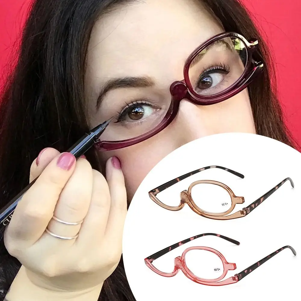 +1.0~+4.0 Diopter Rotating Makeup Reading Glasses Eyewear Colourful Frame Folding Eyeglasses Vision Care Cosmetic Glasses Woman