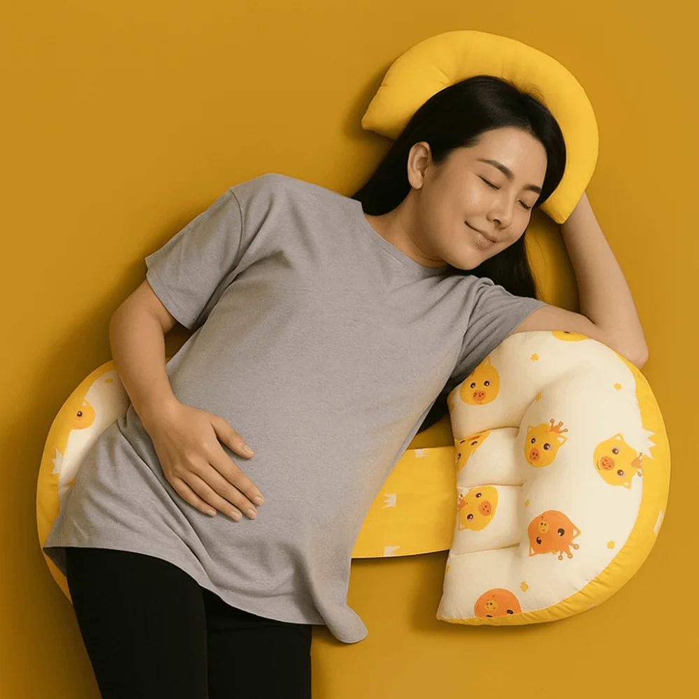High Resilience Pregnancy Pillow Ergonomic Adjustable Distance Maternity Cushion Cartoon Animal Pattern Waist Support Pillow