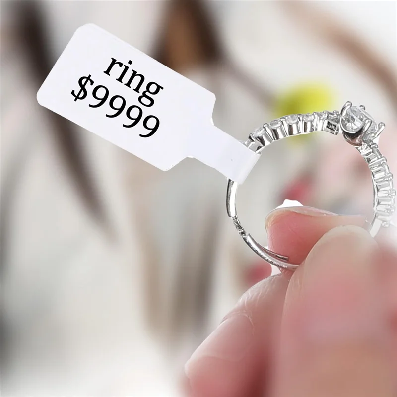 A69enecklace Ring Display Labels 1000Pcs White Blank Jewelry Price Tags Stickers Roll