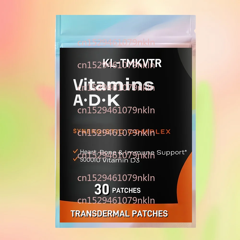 30 Adesivos Transdérmicos de Vitamina D3 K2 MK7 e A para Regulação de Cálcio, Suporte Ósseo, Cardíaco, da Tiroide e Imunidade