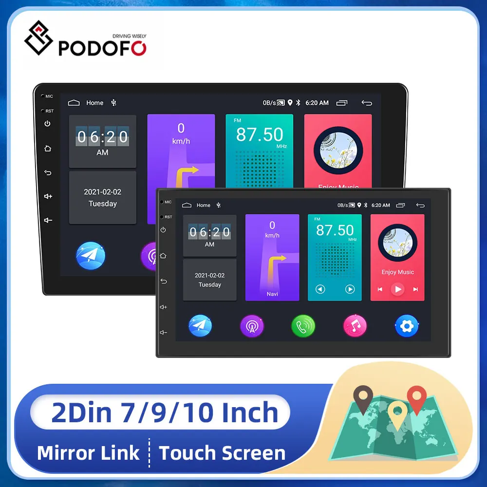 

Podofo 2 Din Android Auto Multimedia Video Player 2DIN Stereo Radio GPS For Für Tesla Stil Nissan Hyundai kia Toyota Honda Radio