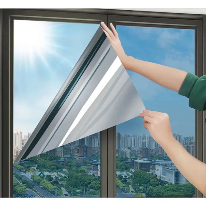 

One Way Mirror Reflective Window Film Building Privacy PET Insulation Tint Glass Foil Silver Building Privacy