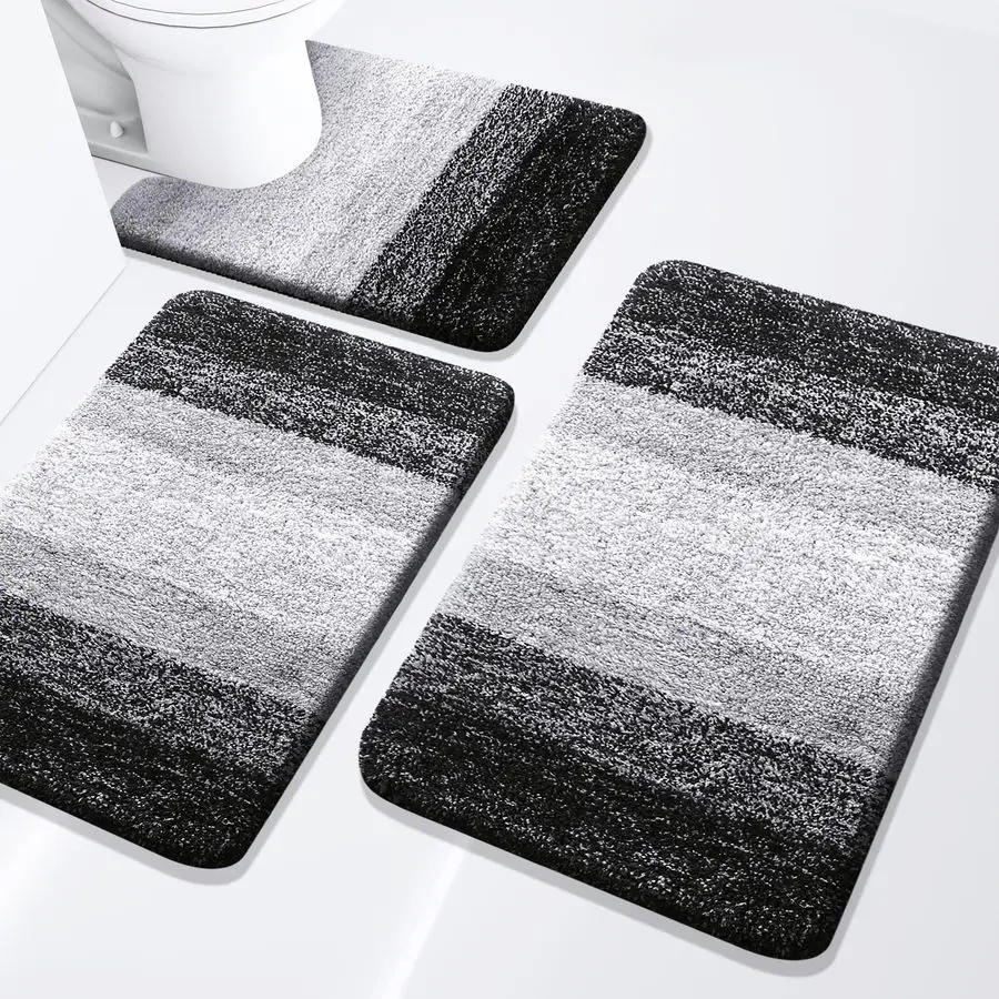 

Bathroom Rugs Set 3 Piece, Extra Soft and Absorbent Bath Rugs, Machine Wash Dry Bath Mats for Bathroom, Toilet, Tub and Shower,
