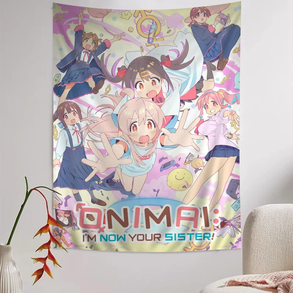 Onimai Vintage Anime Tapestry Hippie Flower Wall Carpets Dorm Decor Wall Hanging Home Decor