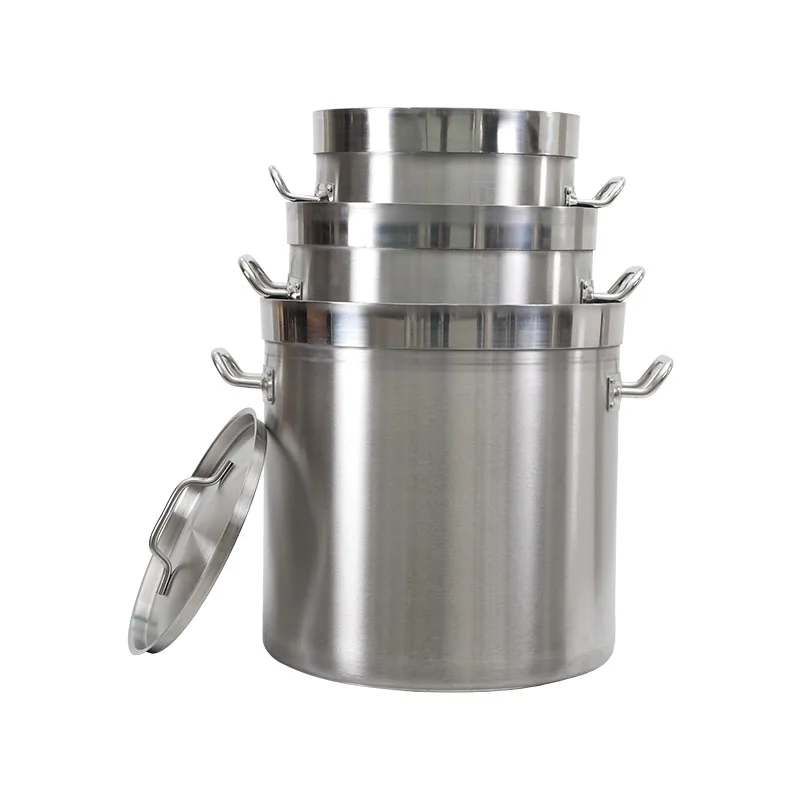 Stainless Steel Soup Stockpot Double Ear Thickened Induction Cooker Compatible Three Layer Composite Bottom Large Capacity