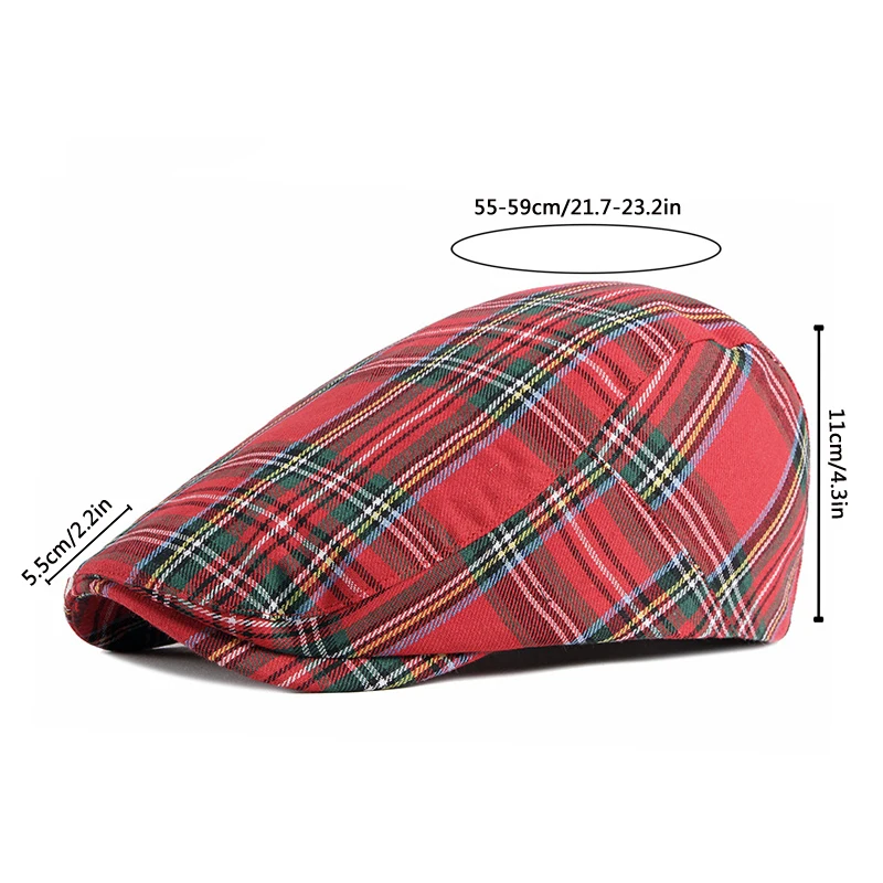 Newsboy Hats Button Adjustable Ivy Flat Cap Plaid Gatsby Cabbie Driving Hat for Men Women Vintage Retro Beret Hat