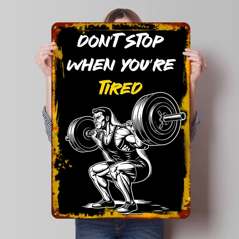 Motivational Fitness Squat Metal Poster Custom Wall Art Retro Vintage Tinplate Signs for Man Cave Home Decoration Ornaments Room