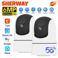 2Pc 2K 6MP Tuya 5G WiFi IP Camera Baby Monitor Indoor Two Way Talk 6x Zoom PTZ 360° Surveillance Cameras Security-protection Cam