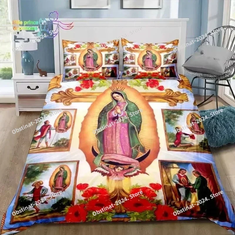Virgin Mary Godress Blessing Bedding Set Printed Comforter Quilt Bed Cover Duvet Cover Pillow Case 3 Pieces Sets Kids Adult Size