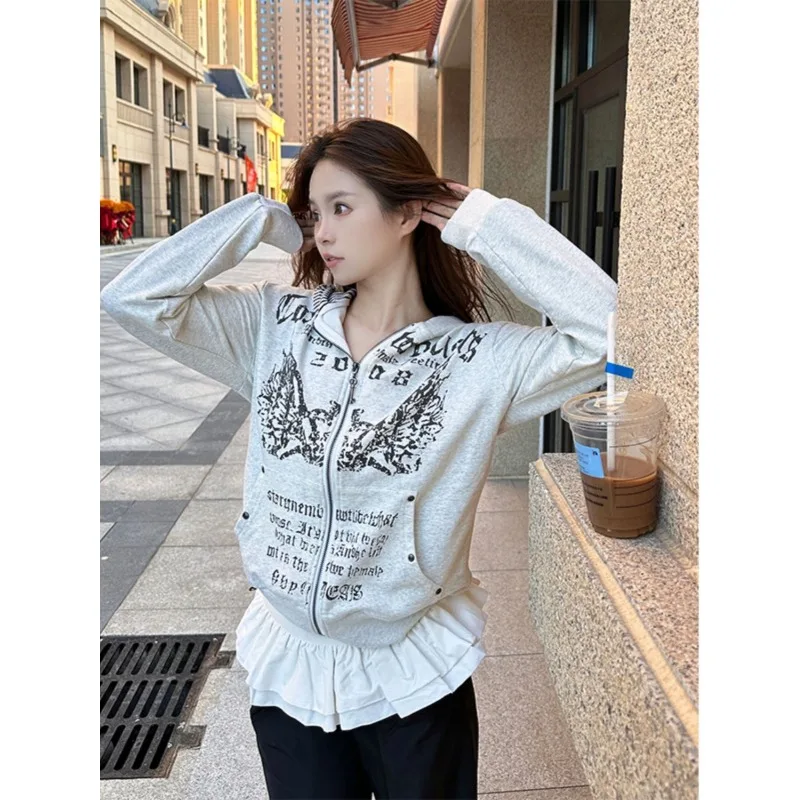 

Женские толстовки и куртки в американском ретро-стиле с белым буквенным принтом, осенне-весенние, свободного кроя, удобные, оригинальные