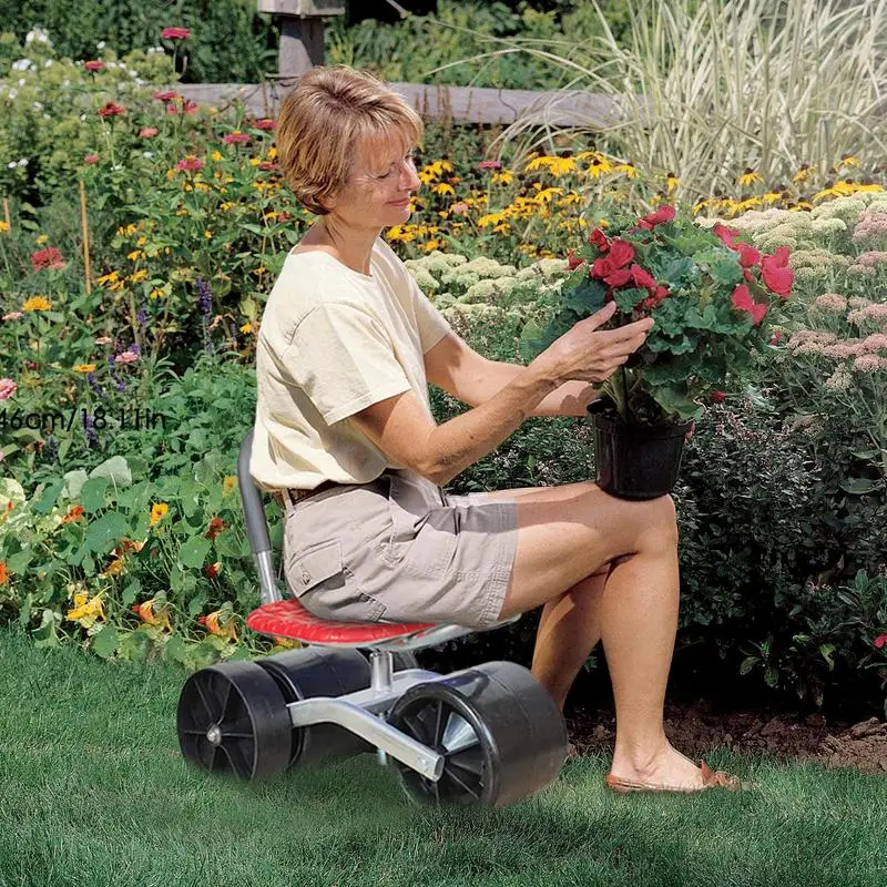 Imagem -03 - Jardinagem Assento com Rodas Bancos de Jardim Altura Ajustável 360 Graus de Rotação Assentos Estáveis para Idosos