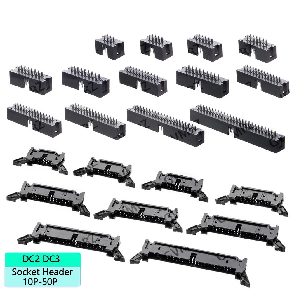 DC2 DC3 10P 14P 2.54mm Socket Header Connector ISP Male Double-spared Straight needle 6P 8P 16P 30P