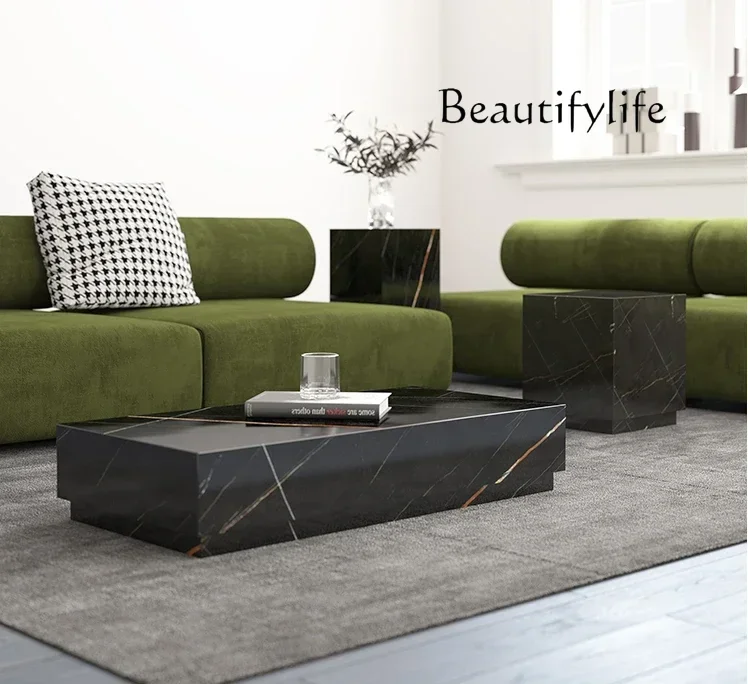 

Furniture Minimalistic Post-Modern Light Luxury Living Room Art Tea Table Stone Natural Marble Tea Table
