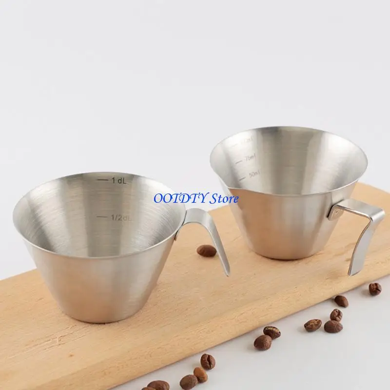 367A Coffee Measuring Cup With Pour Spout And Clear Measurement Lines Stainless Steel Gadget For Baristas