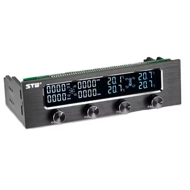 Multi-Function PC CPU 4 Channel Fan Controller Speed Control Adjuster LCD Cooling Front Panel-TCES
