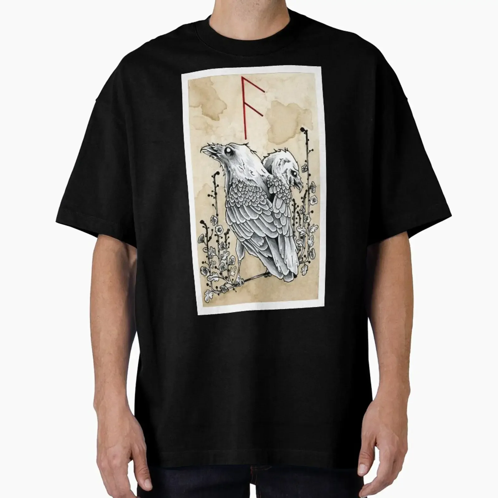 Elder Futhark 4 Ansuz designed and sold by The Chaotic Gingers vintage Washed streetwear Top For Everyday Wear Casual Slightly