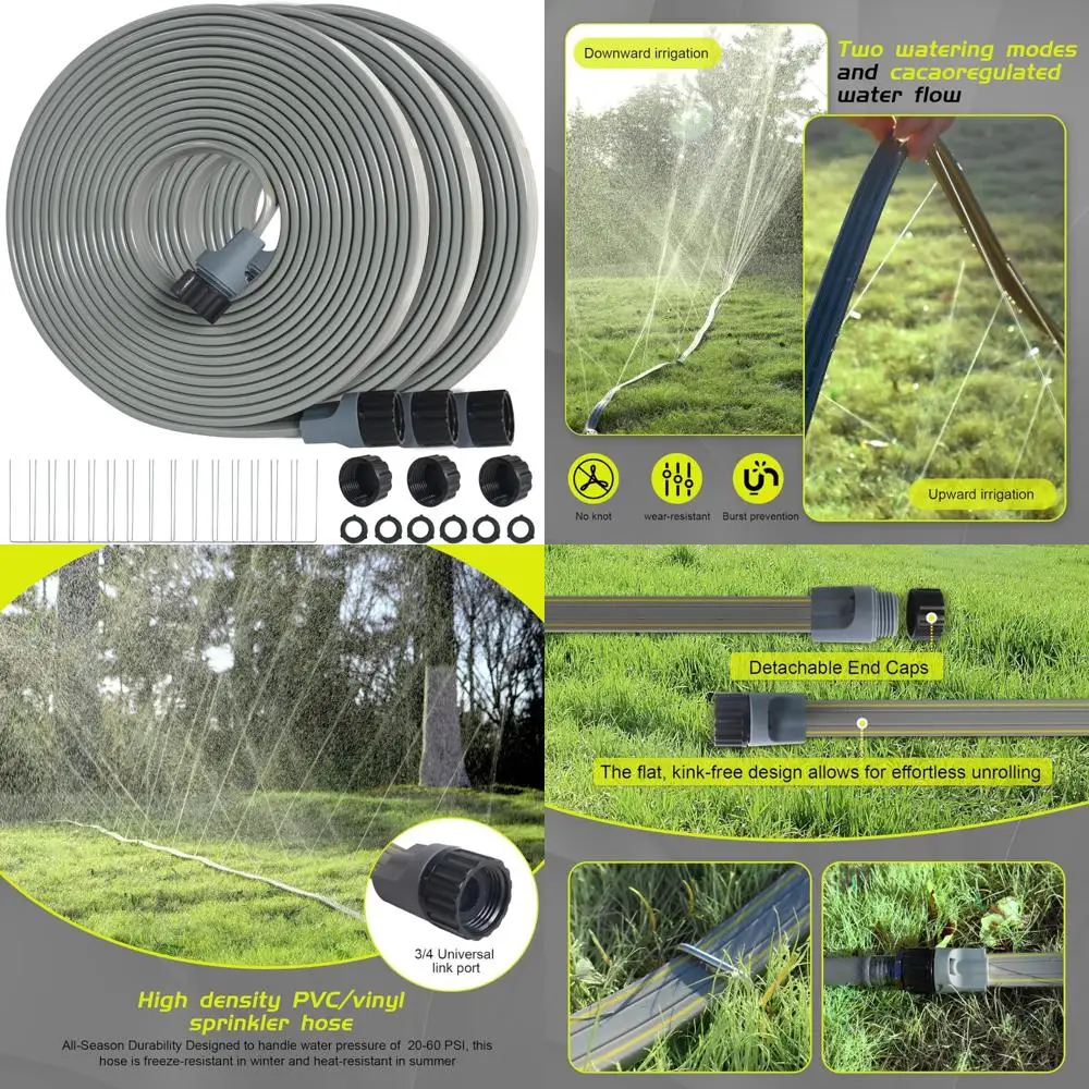 

Водосберегающий набор шлангов для разбрызгивания 50 футов, 3-х предметная система орошения газона с кольями для капельного орошения, общая длина 150 футов