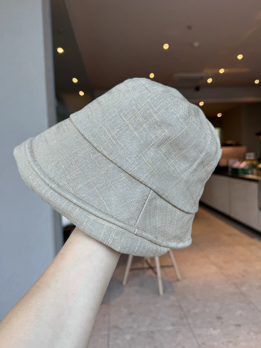 

Cotton and linen bucket hat spring and summer niche design versatile wide-brimmed basin hat