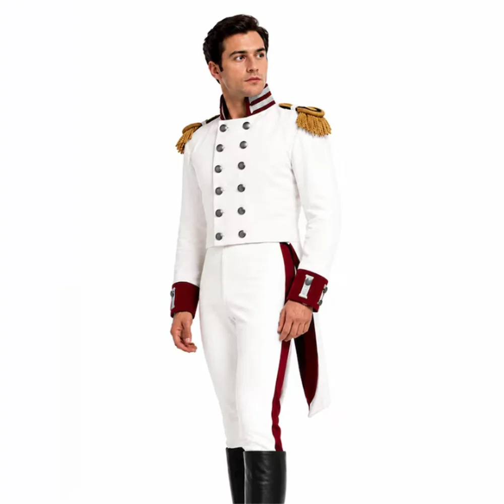 18th Century White Men Regency Tuxedo Medieval Royal Military  Officer Uniform British Gentleman Outfit