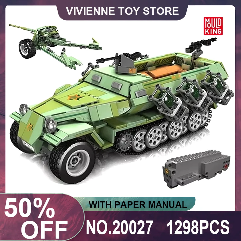 Mould King 20027 Military Tank Building Blocks The Half Tracked Armored Vehicle Model Assembly Bricks Toys Kids Christmas Gifts