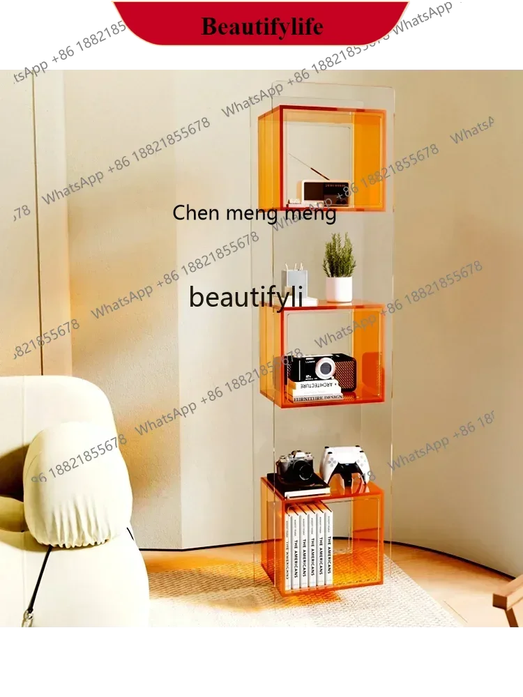 

G153 S Customized Light Luxury and Simplicity Acrylic Bookcase Multi-Layer Floor Wall Storage Display Cabinet Living Room Bookc