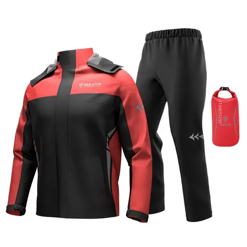 오토바이 비옷 남성 여성 방수 비 재킷 바지 기어 까마귀와 경량 반사 바이커 비옷