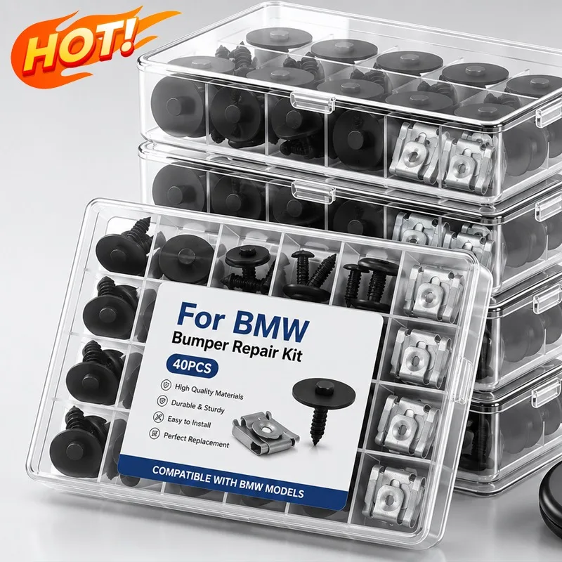 10/40Pcs Auto Bumper Cover Fender Liner Splash Shield Screw Self-Locking U-Nut Kit for BMW 07149126886 07146951655 Bumper Clips