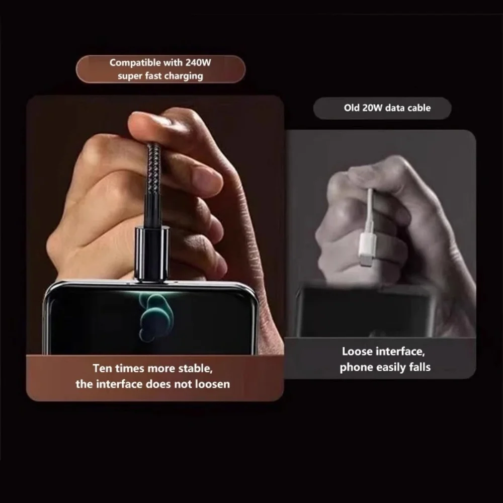 240W USB A To Type C Fast Charging Cable Nylon Braided High Speed Data Transfer Cord For IPhone Xiaomi Samsung Huawei Oppo Vivo view 4