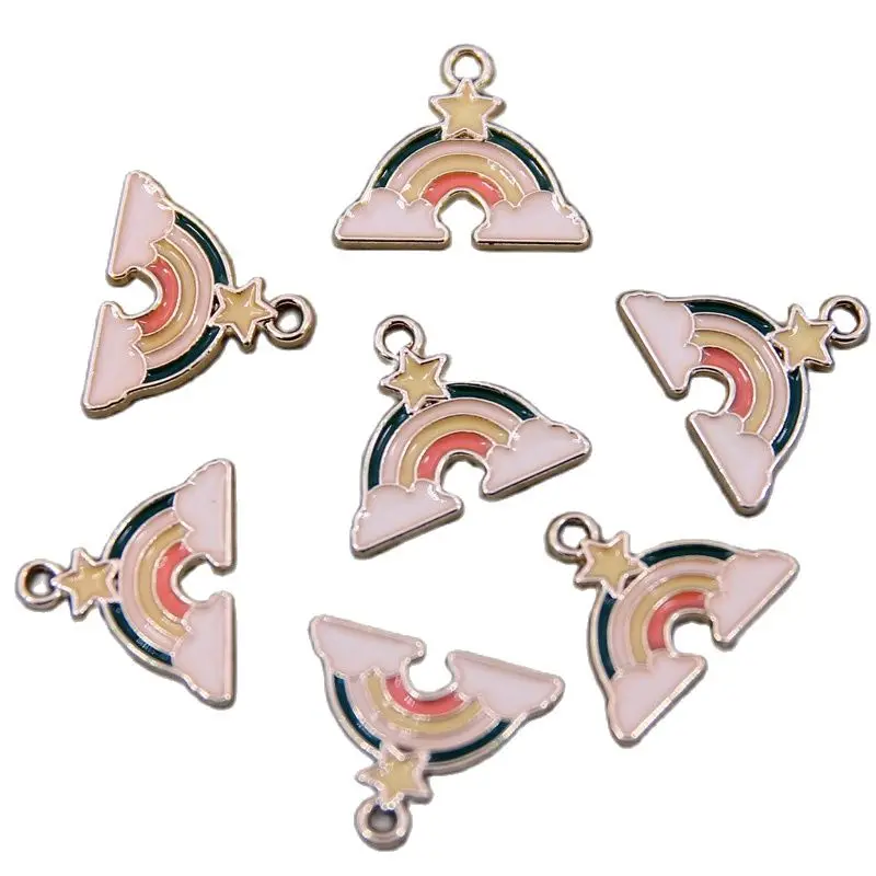 

50pcsRainbow cloud Zinc Alloy Round Enamel Charms Mini Sweet Heart Charms For DIY Necklaces Bracelets Jewelry Accessories