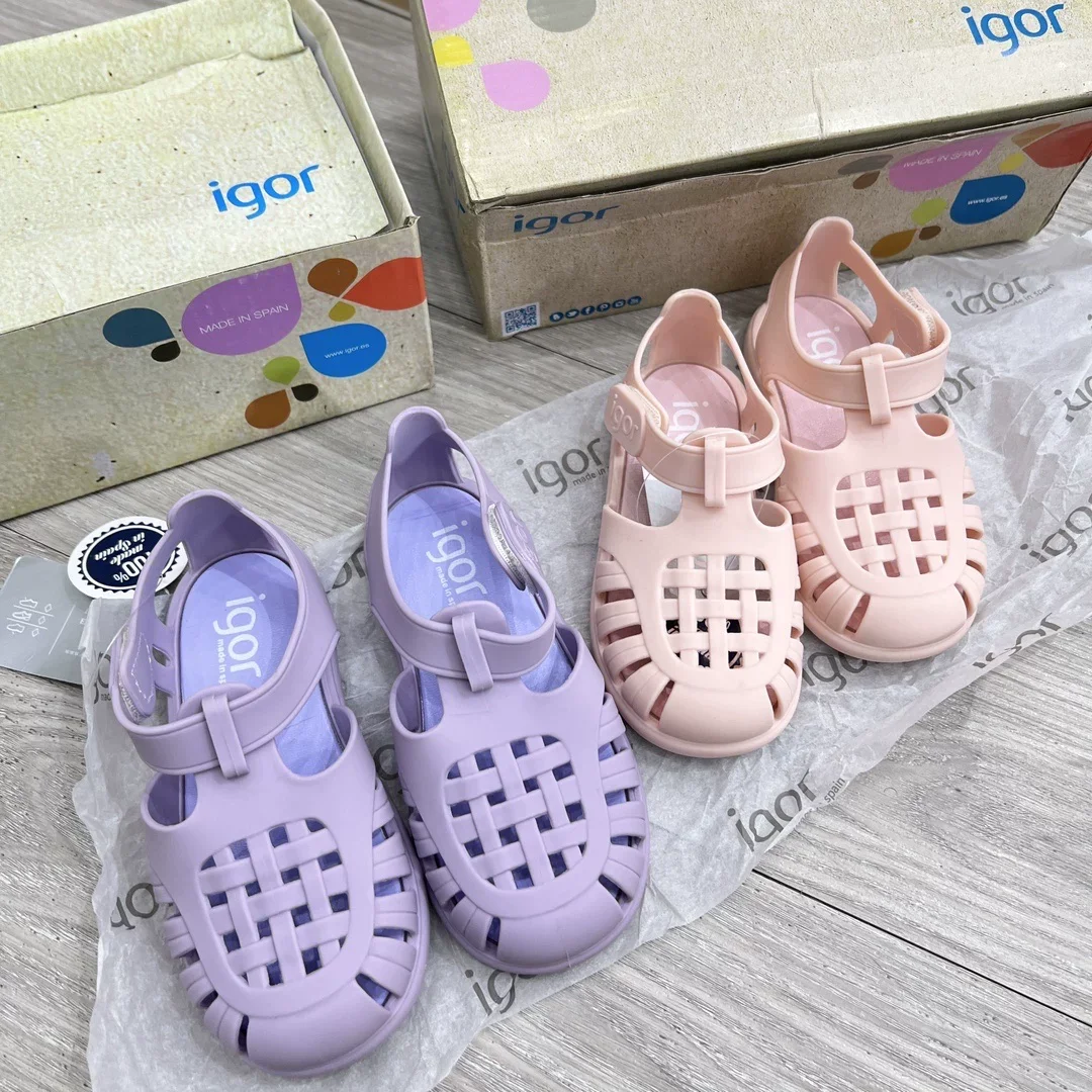 

Летние однотонные повседневные сандалии-баоту для мальчиков и девочек, детские пляжные туфли из желеобразного материала, детские нескользящие сандалии с мягкой подошвой