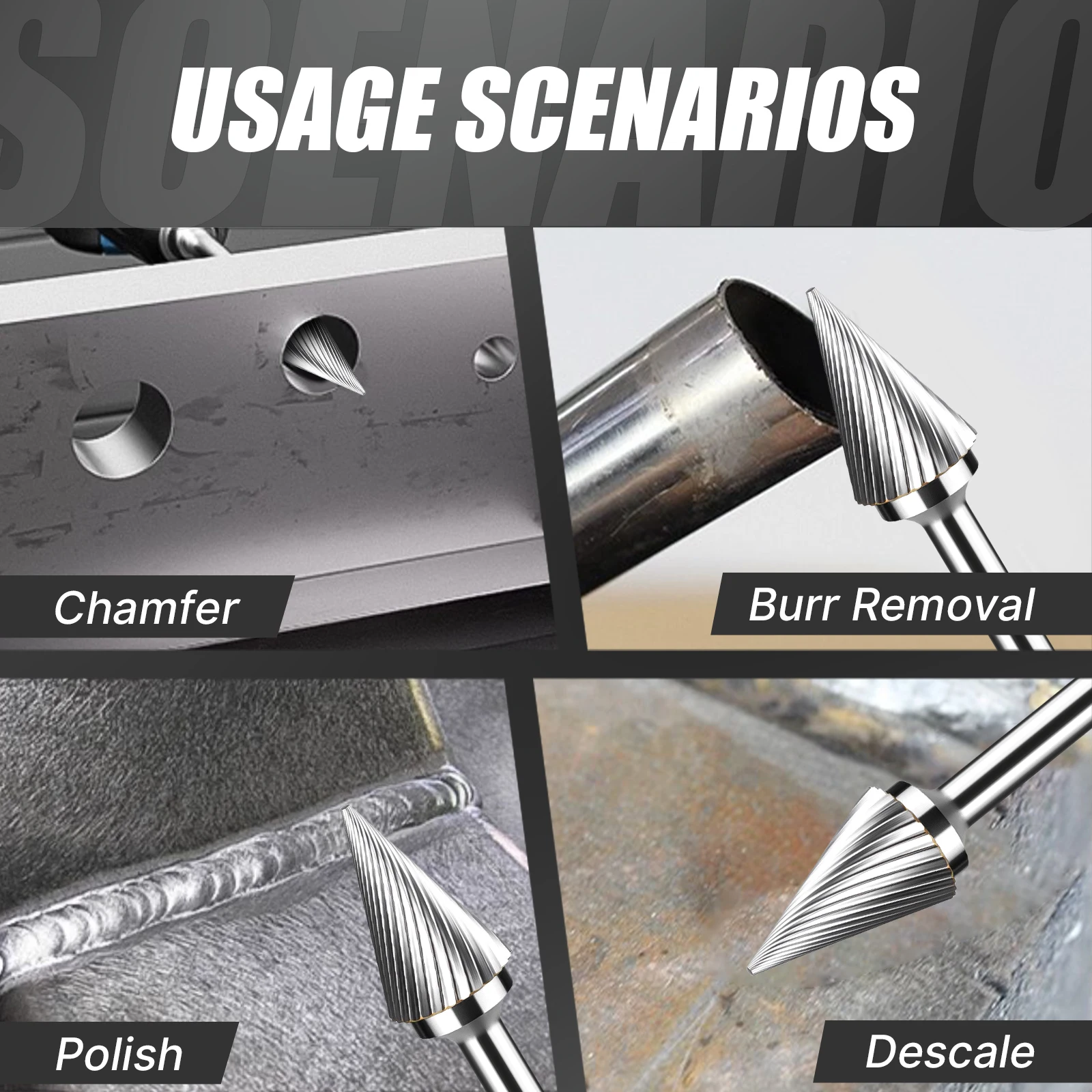 Versery 1pc M Type Head Carbide Rotary File Tool Point Burr Die Grinder Abrasive Tools Drill Milling Carving Bits