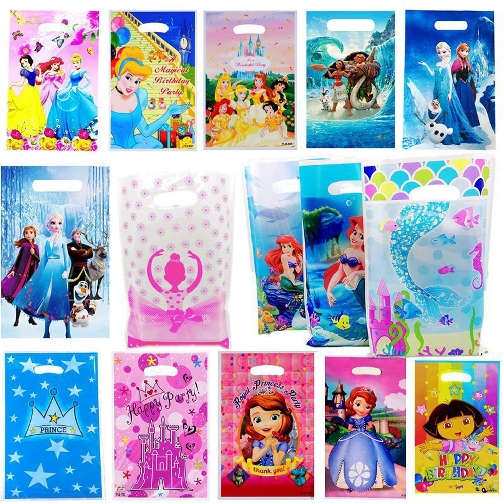 Princess Theme 10pcs/lot Kids Girls Favors Happy Birthday Party Gifts Surprise Candy Bags Decorations Loot Bags