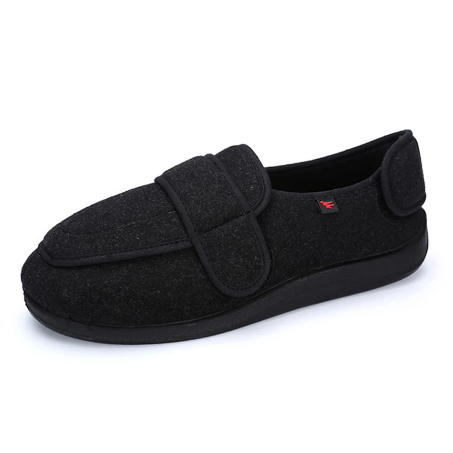 KNCOKAR Middle-aged  elderly extra-large walking suede soft shoes widened to adjust high instep fat swollen wide foot cloth