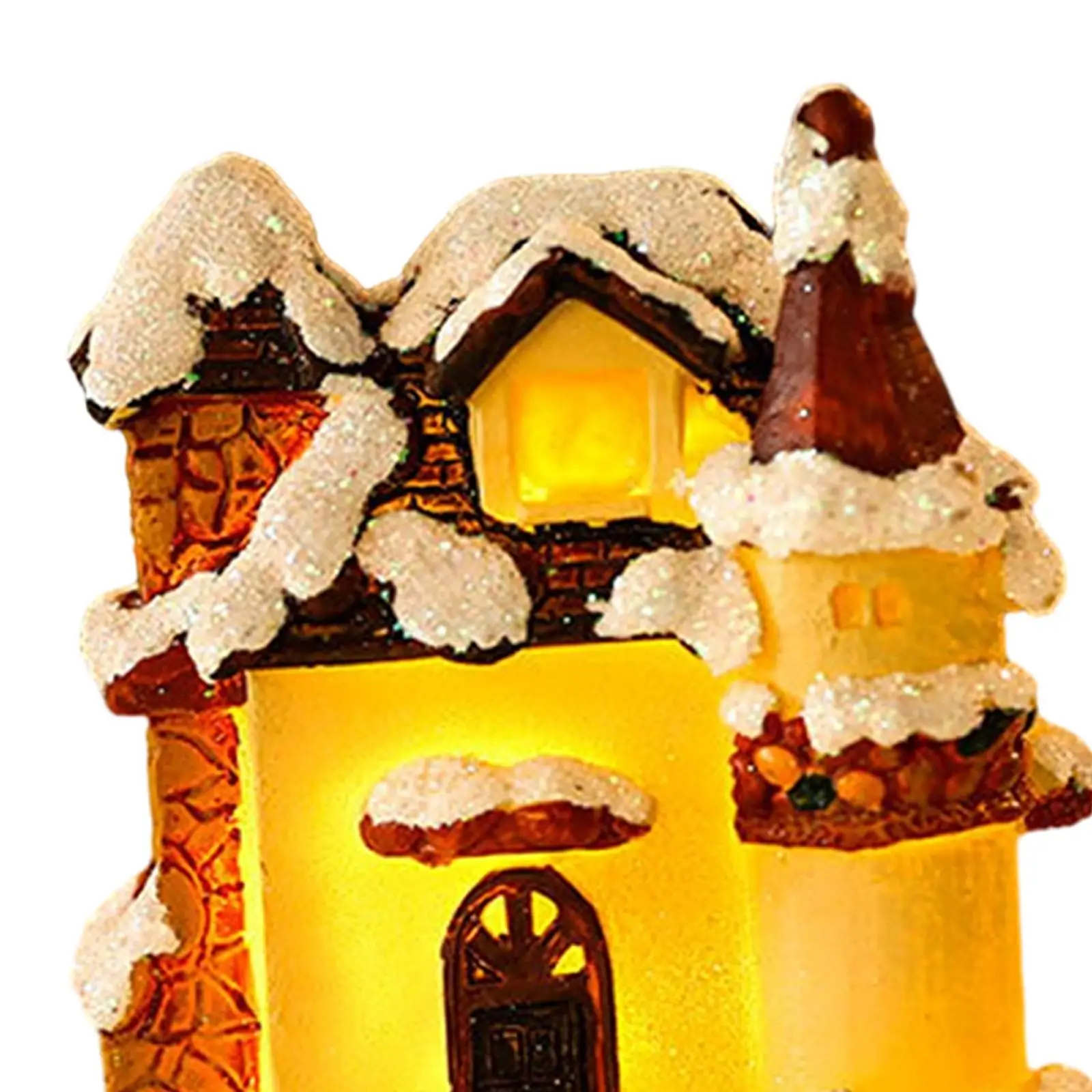 Village House,Village Scene Xmas Kids Gift Resin House Figurine Glowing Log