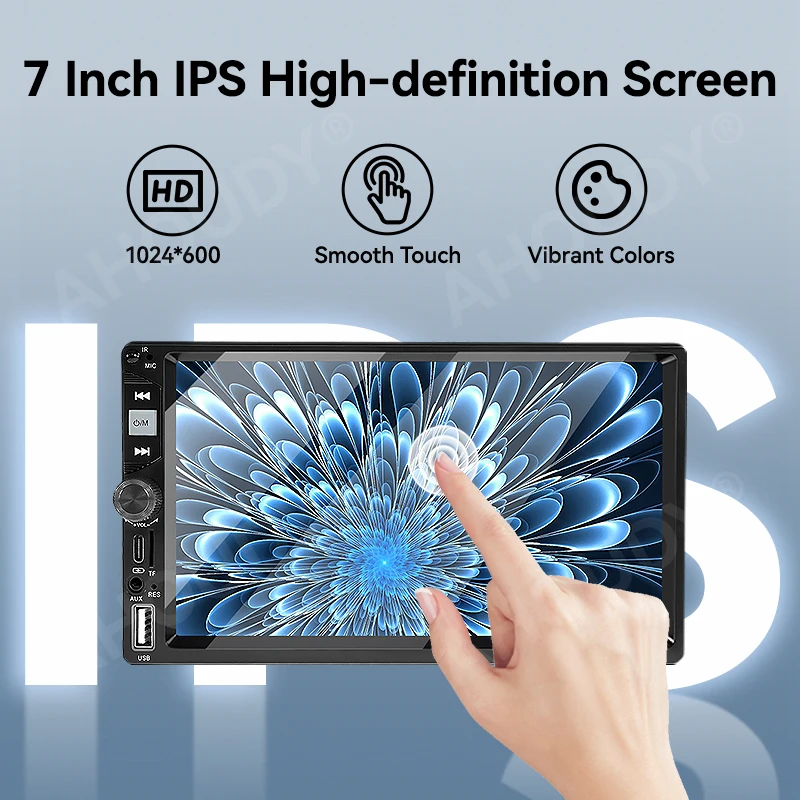 AHOUDY 2 Din راديو السيارة 7 "اللاسلكية Carplay أندرويد السيارات HD شاشة تعمل باللمس وحدة رأس السيارة Mirrorlink 12-LED كاميرا احتياطية بلوتوث