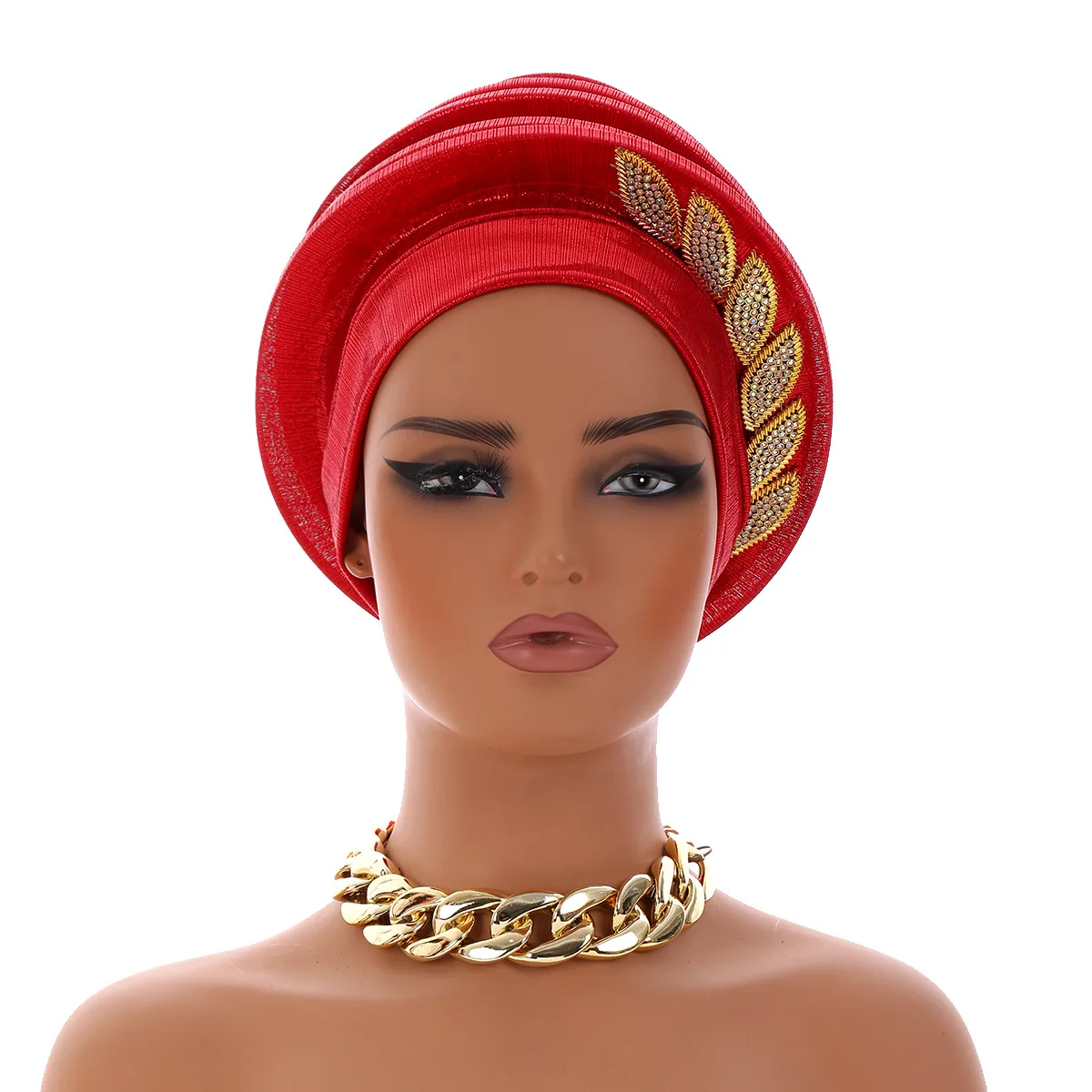New Muslim Hijab Bead Turban Cap Women African Auto Gele Headties Bonnet Nigeria Wedding Party Head Wrap Headgear Turbante Mujer
