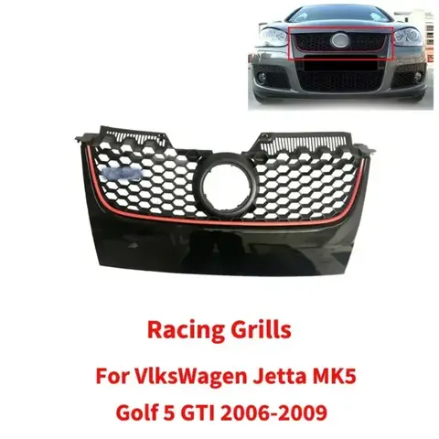 Front Bumper Grilles For VW Jetta Golf 5 For MK5 GTI 2006-2009 Fog Lamp Light Cover Racing Grills Car Accessories Body Kits