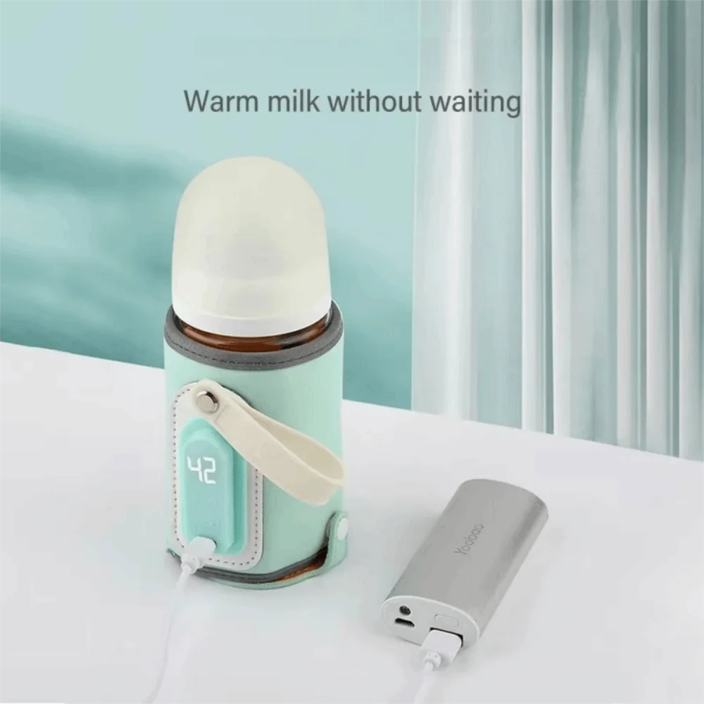 ledディスプレイ搭載ポータブル哺乳瓶ウォーマー、スマート温度制御、24時間一定温度、旅行用母乳加熱器、35～50℃-℃-範囲