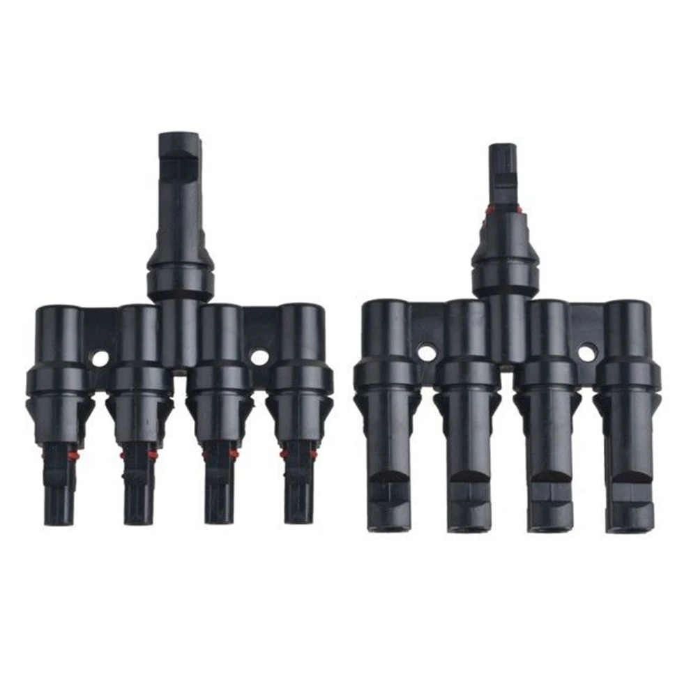 

Solar Cable Connector 1 Pair 4 to 1 T Branch with Fuse Holder Splitter Coupler for Photovoltaic Modules IP67 Rated Weatherproof