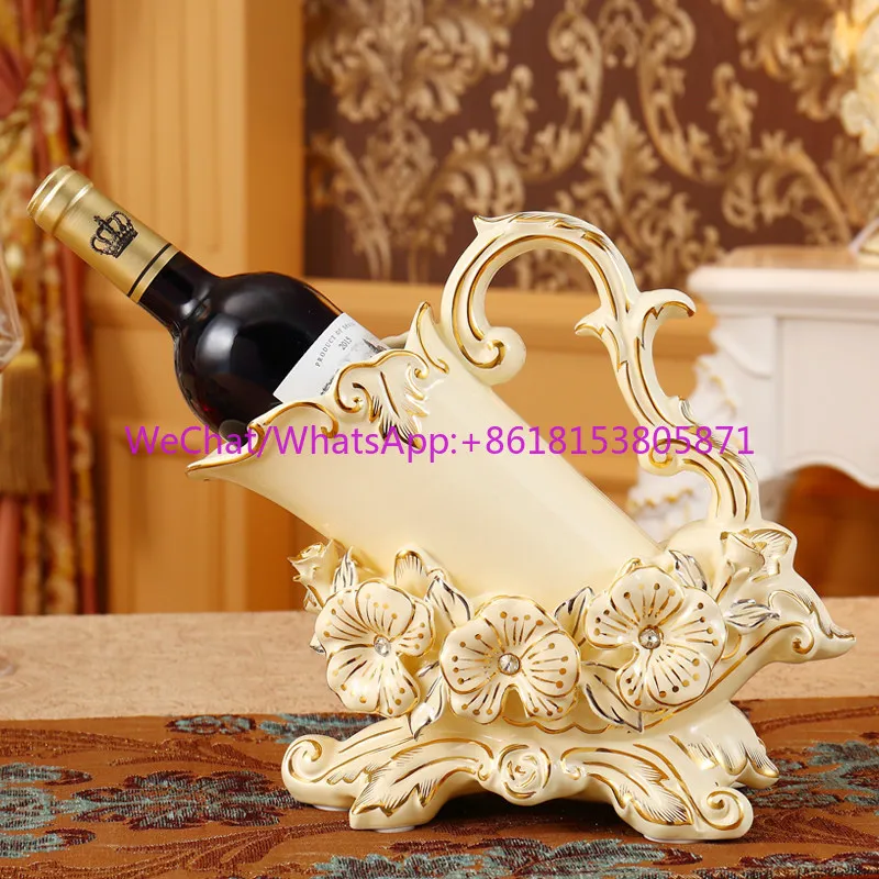 Luxury high-end European ceramic wine rack ornament wine bottle shelf creative living room